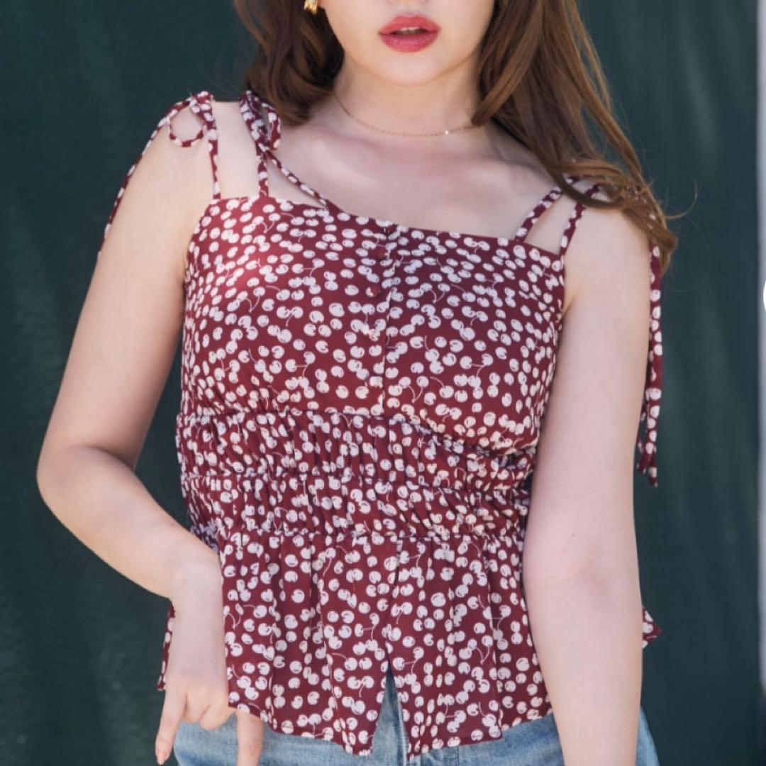 herlipto Cherry Pattern Strap Top Sサイズ