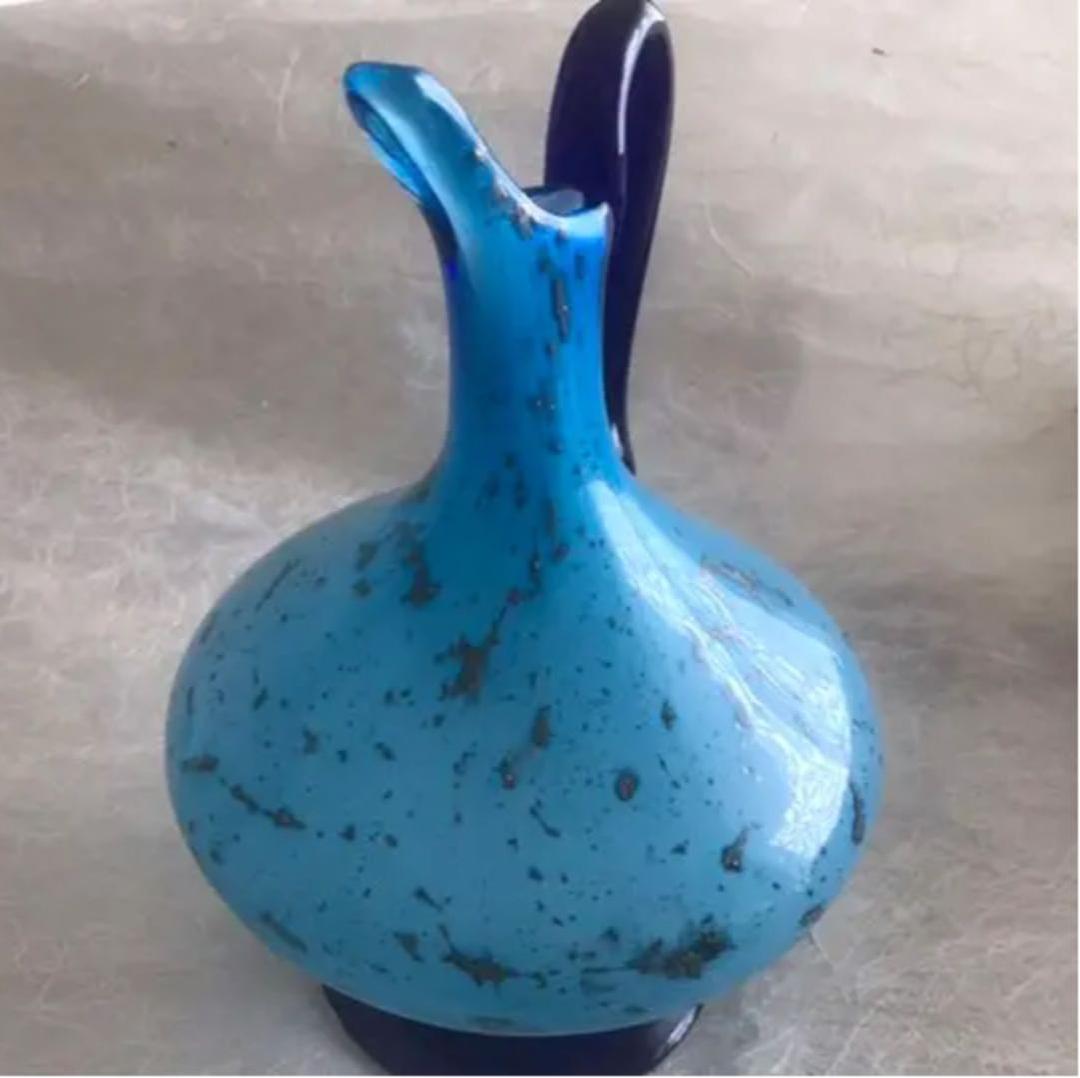 ペルシアガラスの水差し ペルシアン・グラスの水差し 花柄・水色 ZA083