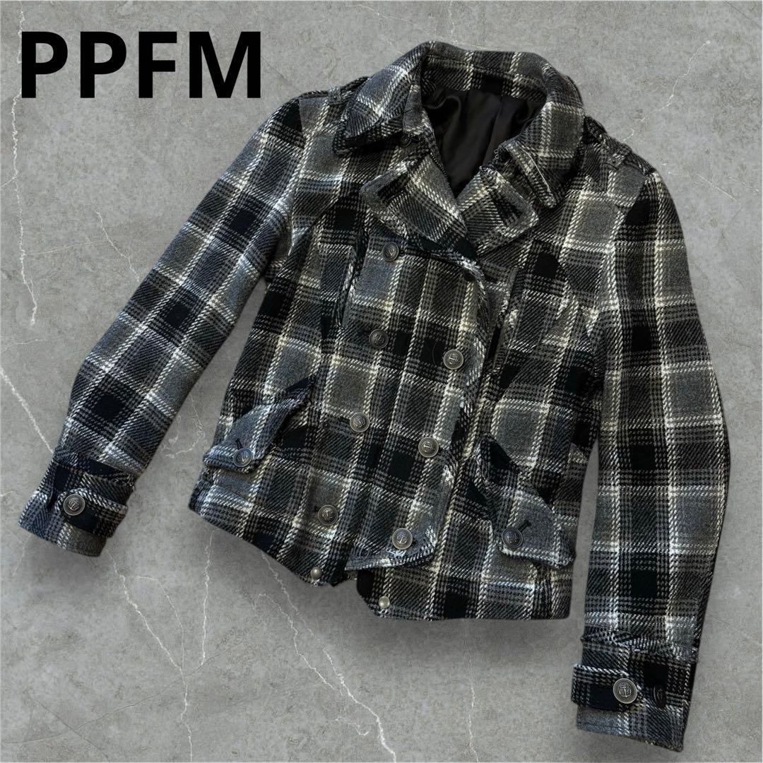 PPFM ジャケット　ダブルブレスジャケット　y2k ナポレオン　チェック柄