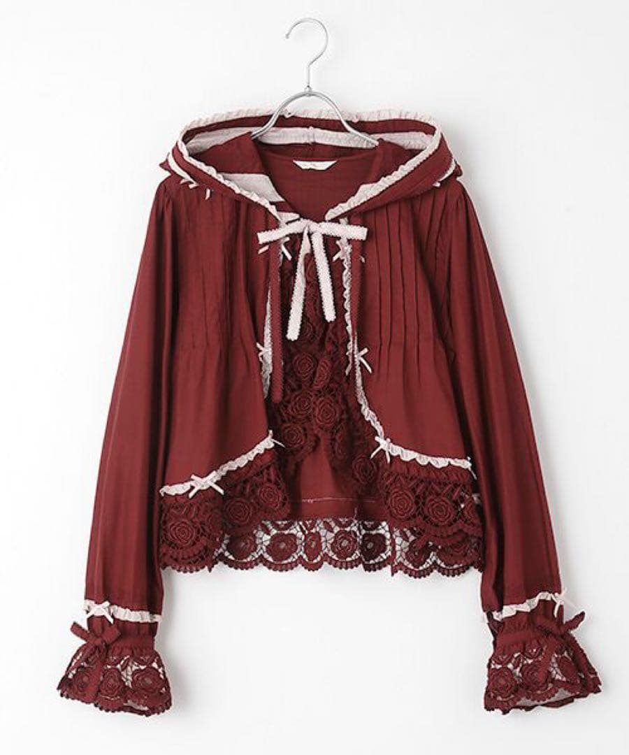 配色フリル フードブラウス ピンクハウス