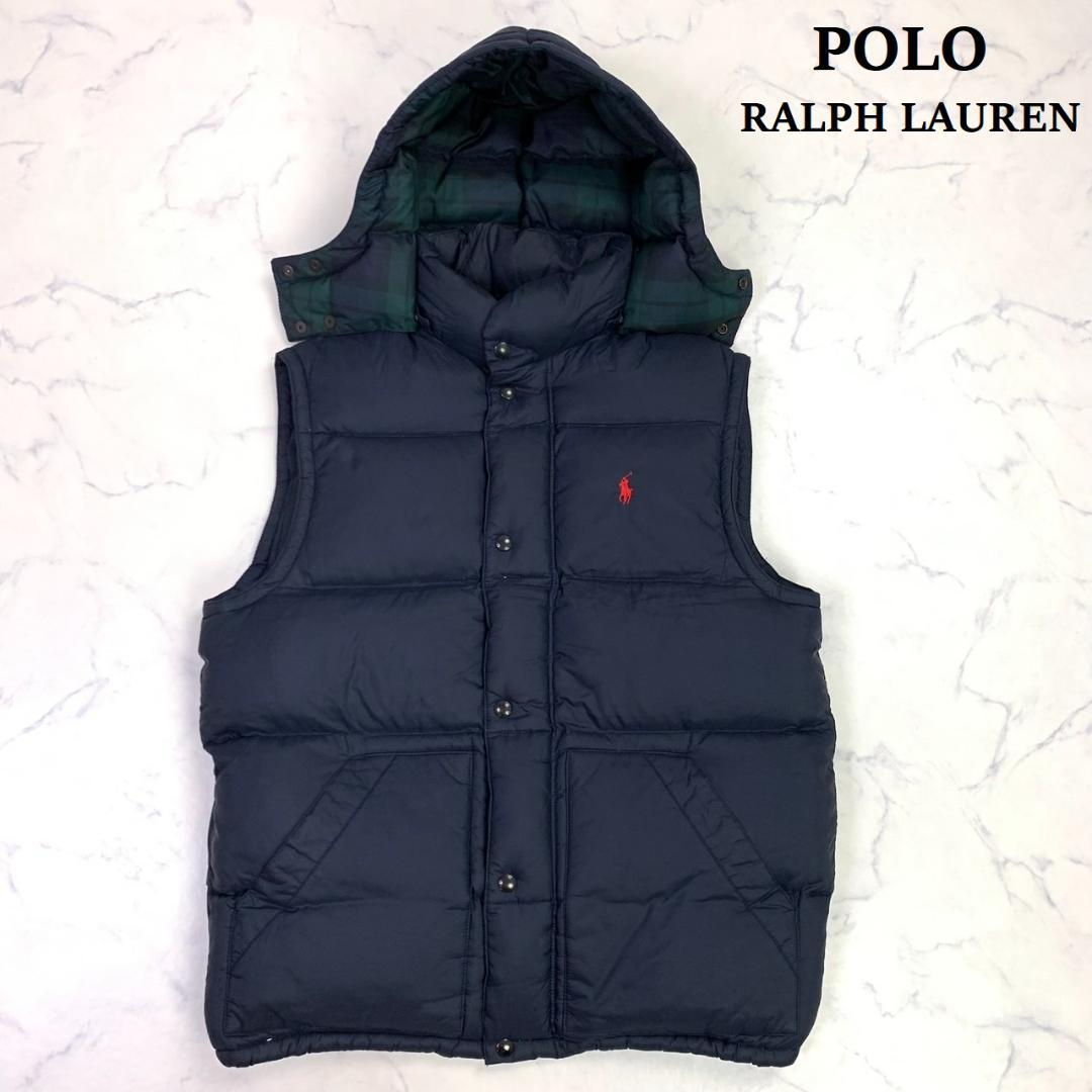 ポロラルフローレン ダウンベスト ポニー刺繍 2WAY ネイビー L
