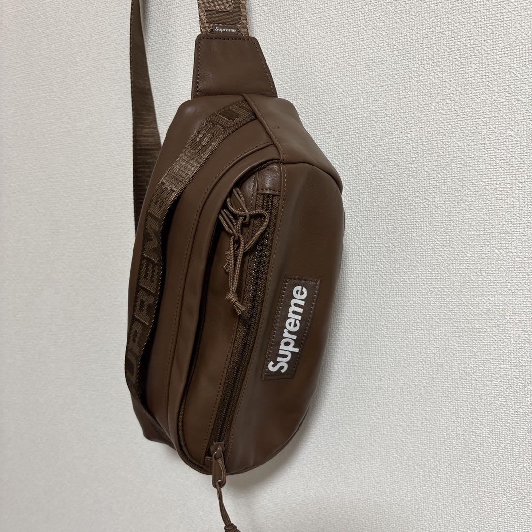 supreme シュプリーム ボディバッグ ワンショルダー　レザー　ブラウン