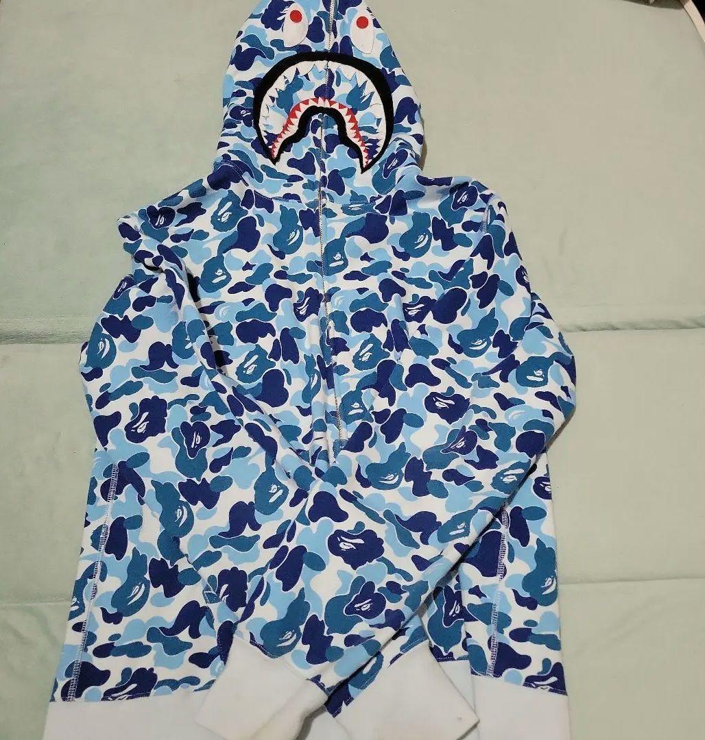 A BATHING APE シャークパーカー L ABCカモ ブルー美品 正規品 - メルカリ