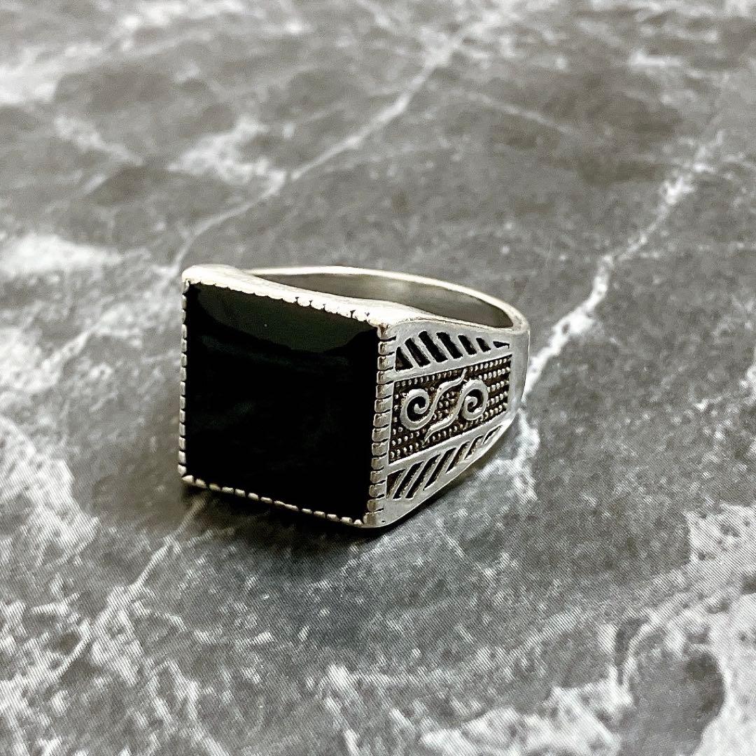 ヴィンテージ 古着 シルバーリング 指輪 オシャレ オニキス 19号