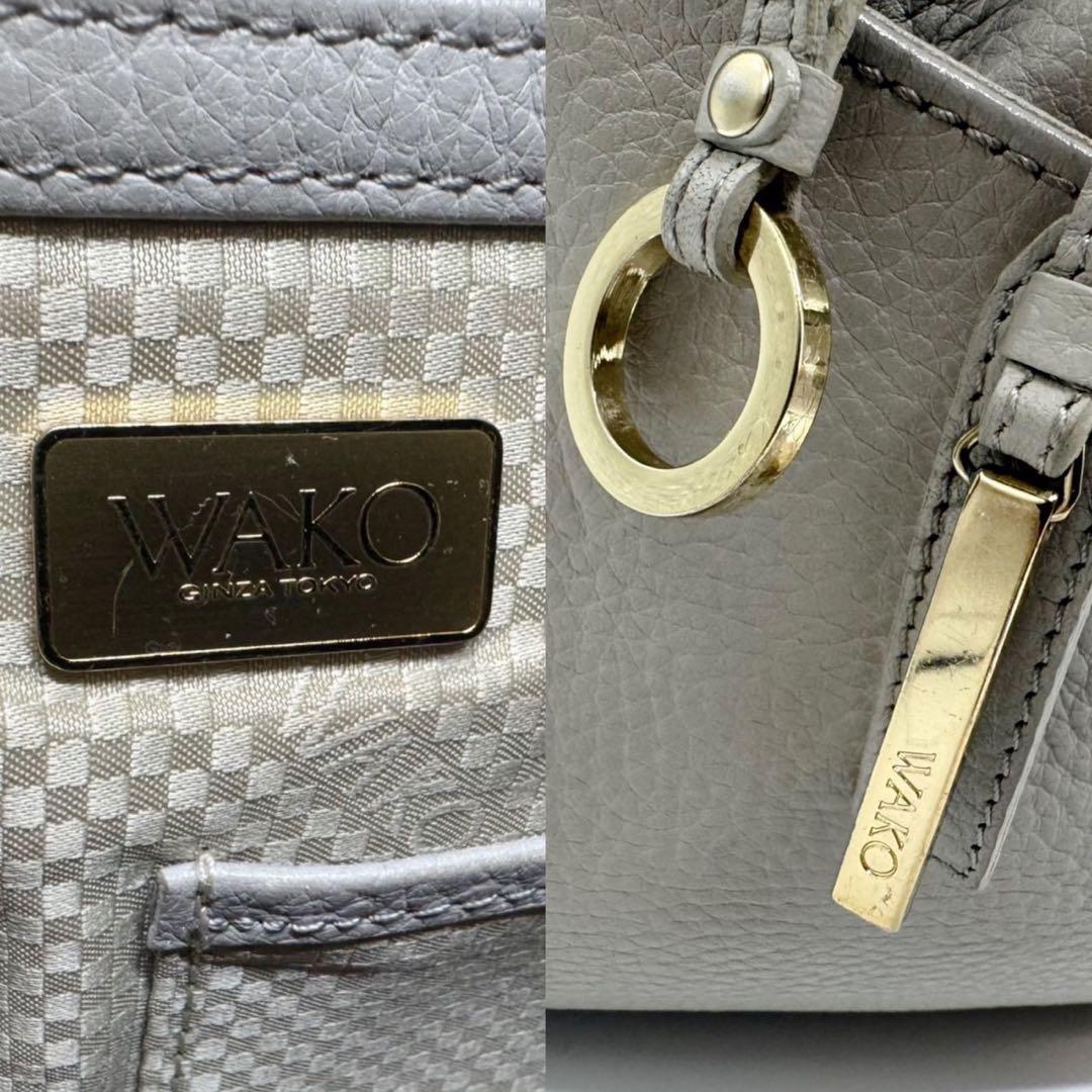 WAKO トートバッグ 肩掛け シボ革 レザー グレー WSシリーズ ボストン