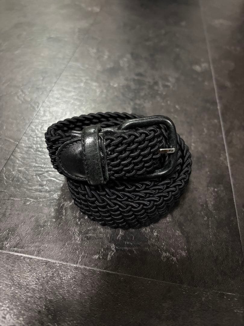 L'AIGLON ブラック 編み込みベルト 90 レグロン　メッシュベルト