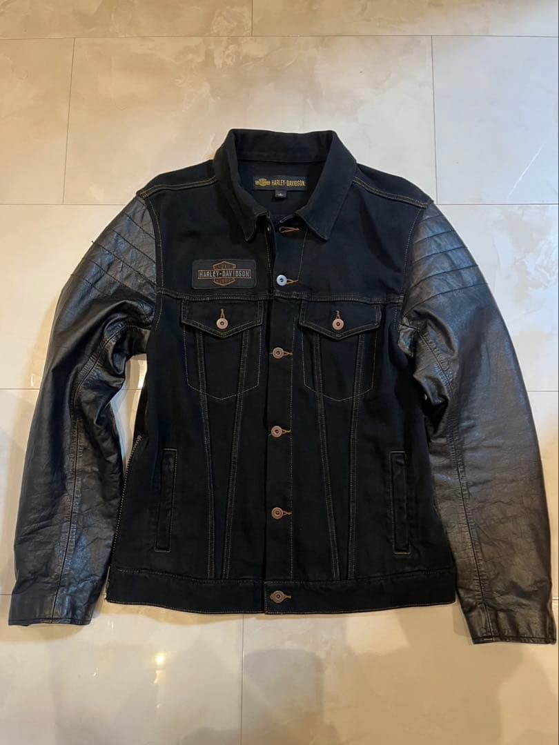 ハーレーダビットソン/デニムレザージャケット/メンズMサイズ