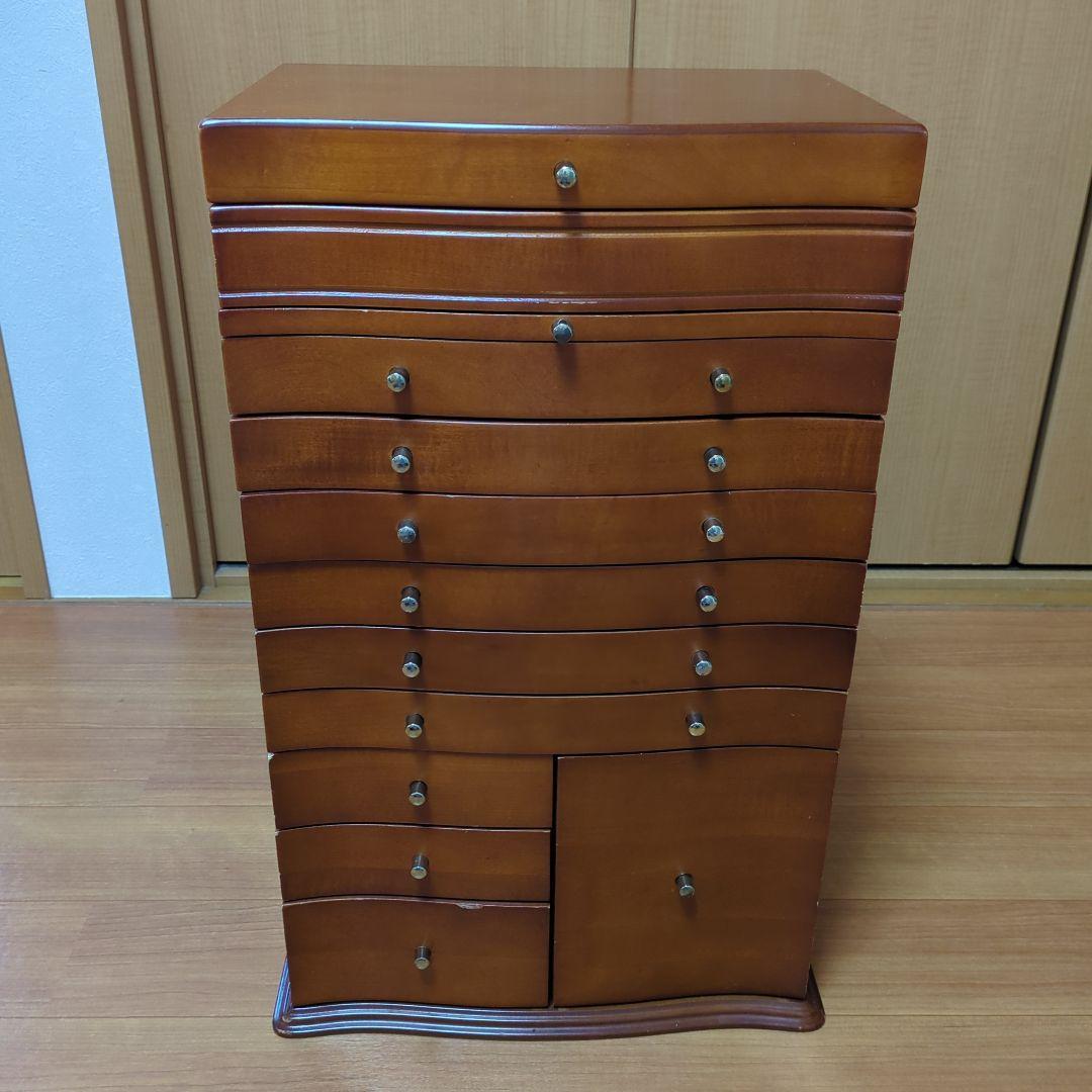 ⭐アンティーク木製　ジュエリー＆メイクチェスト　ボックス 大容量　鏡付き