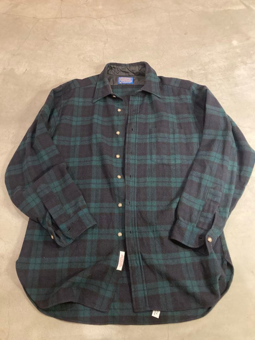 PENDLETON ウールシャツ 70s USA製 古着 緑黒