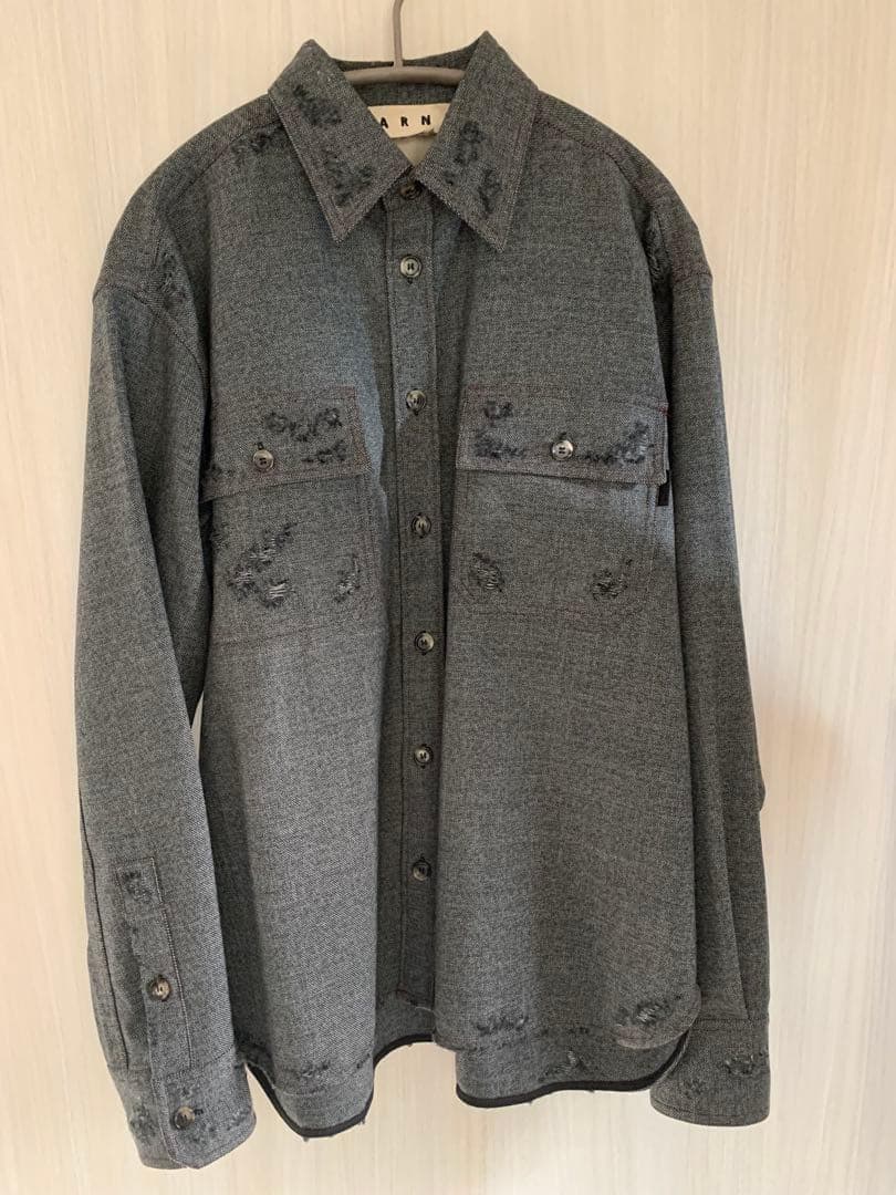 MARNI ダメージ加工シャツ グレー