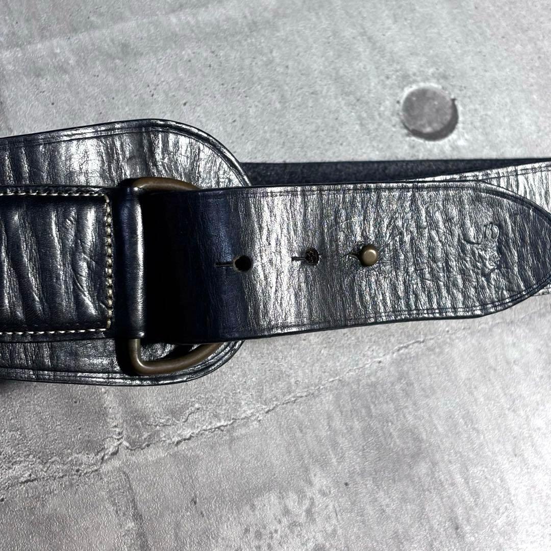 ラルフローレン レザー ワイドベルト ブラック ARGENアルゼンチン製 本