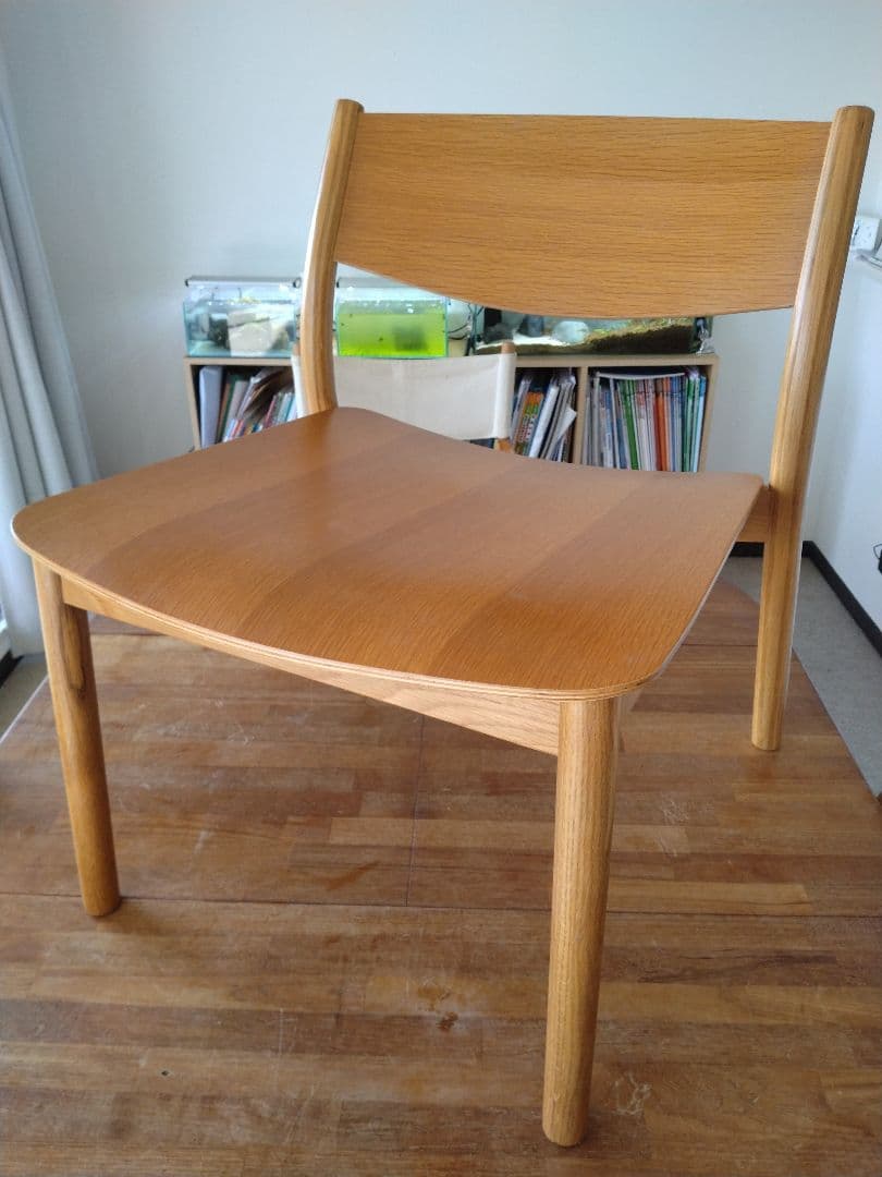 【美品】MUJI/無印良品 オーク材ラウンジチェアワイド②ダイニングカフェ椅子