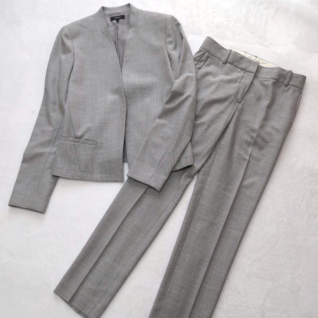 Theory　セットアップ　 スーツ　ノーカラー　センタープレス　Size00