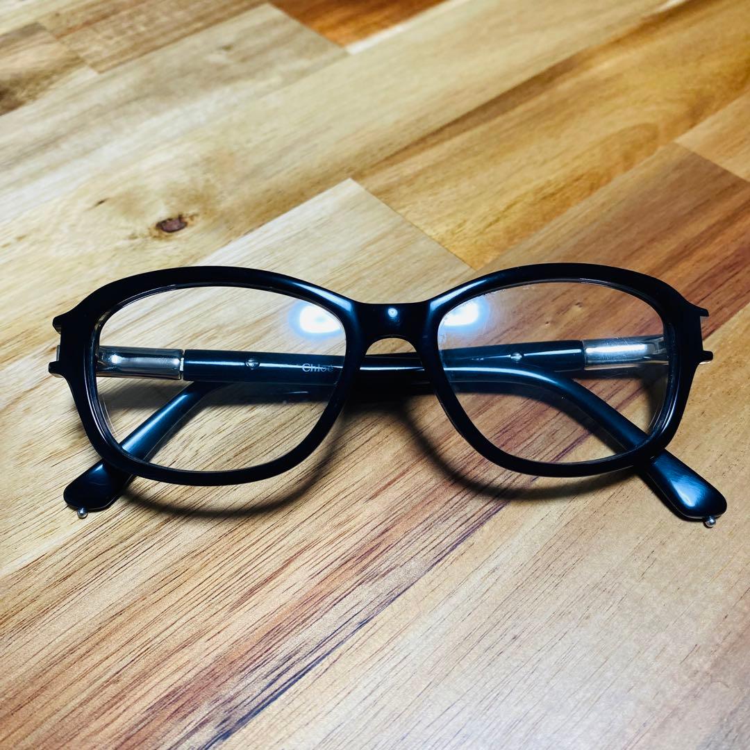 クロエChloé ブラック キャットアイ ファッション 伊達メガネ男女兼用
