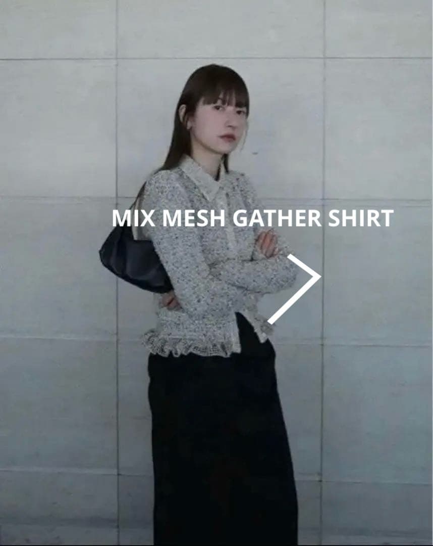 CLANE MIX MESH GATHER SHIRT - メルカリ