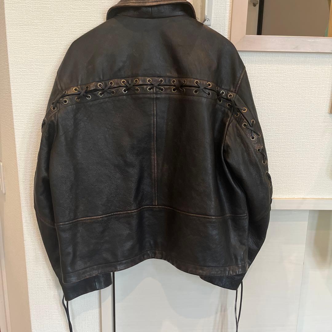 新品 Zara ヴィンテージ エフェクト レザージャケット L-XL 本革