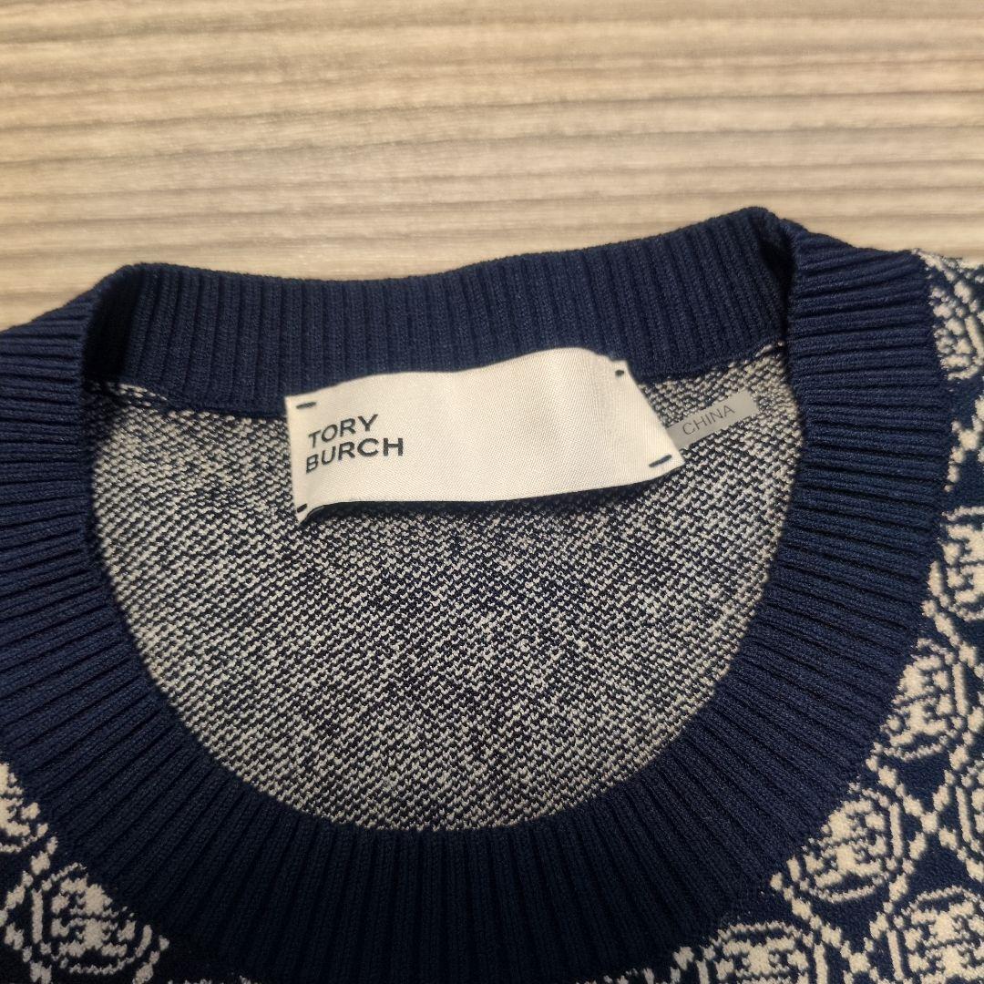 YM/1355 TORY BURCH モノグラム ネイビー ニットセーター 美品 - メルカリ