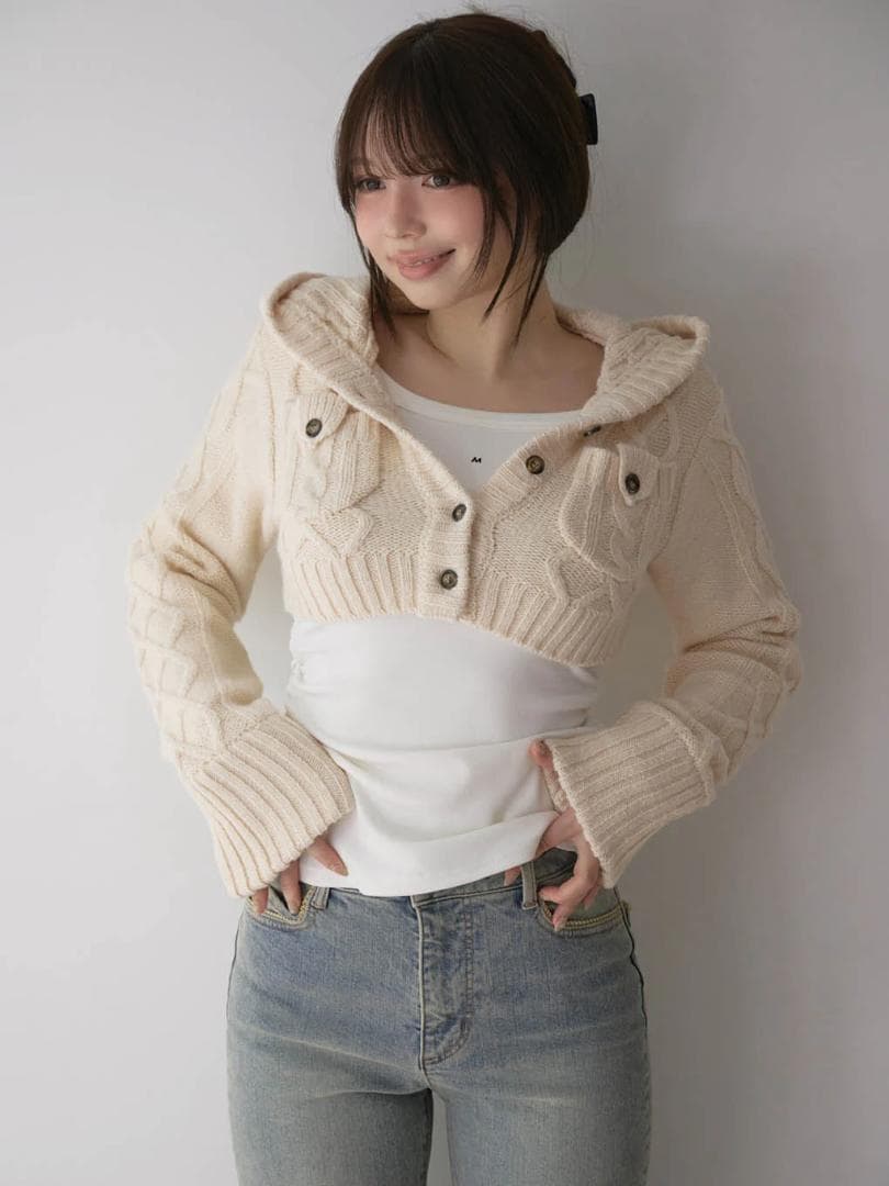 新品ANDMARY Mary logo cable knit set ivory - メルカリ