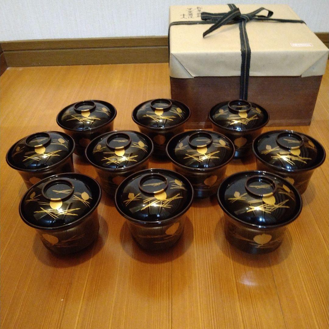 箸洗　松葉蒔絵　黒塗　１０人前