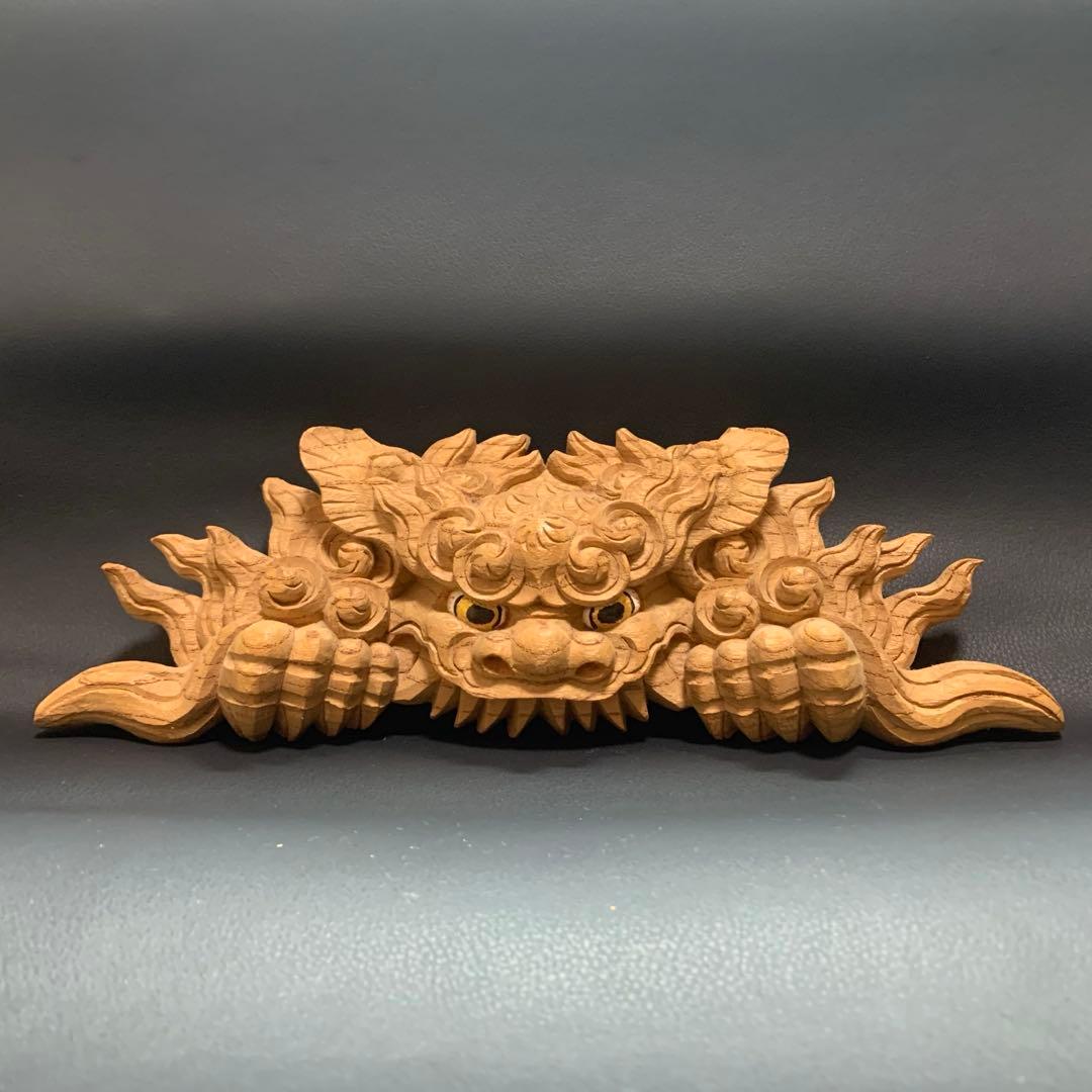 だんじり彫刻　獅噛み　鬼板　鬼熊　シガミ　獅子噛み　唐獅子　地車　置物　木彫