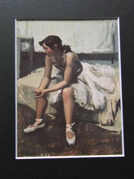 小磯良平、【休息するバレリーナ】、希少な限定額装用画集画、新品高級