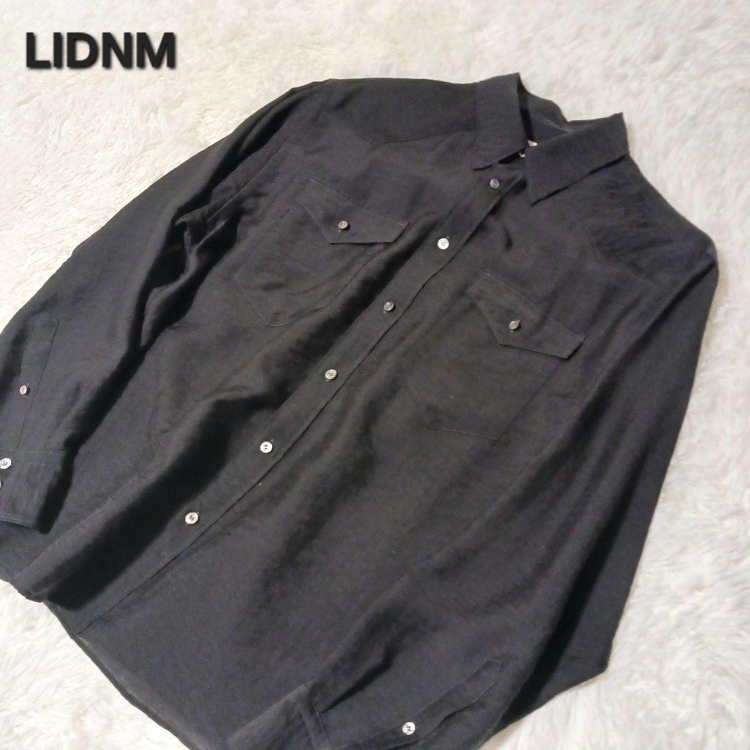 極美品★LIDNM 長袖シャツ ウェスタンシャツ シルク混 完売品 ブラック