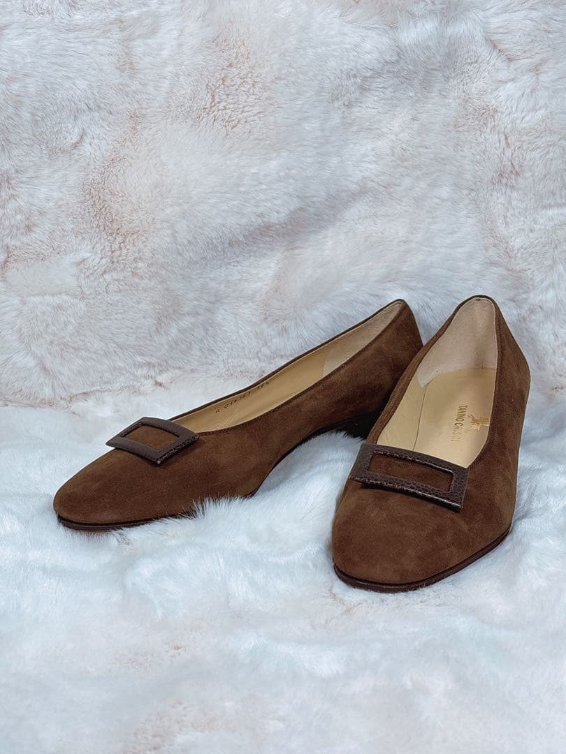 TANINO CRISCI タニノクリスチーブラウン スエード パンプス24・5