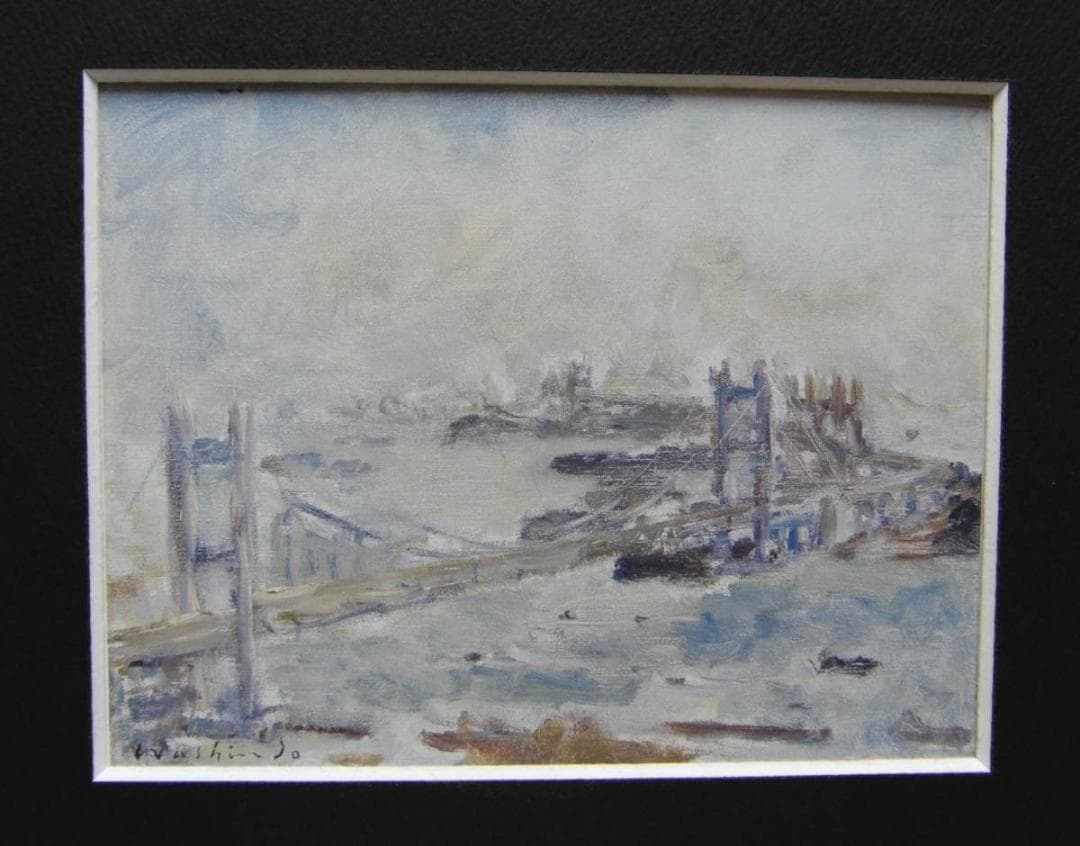 今關 鷲人、「瀬戸大橋」、希少画集・額装画、日本製・新品額縁にて額装致します