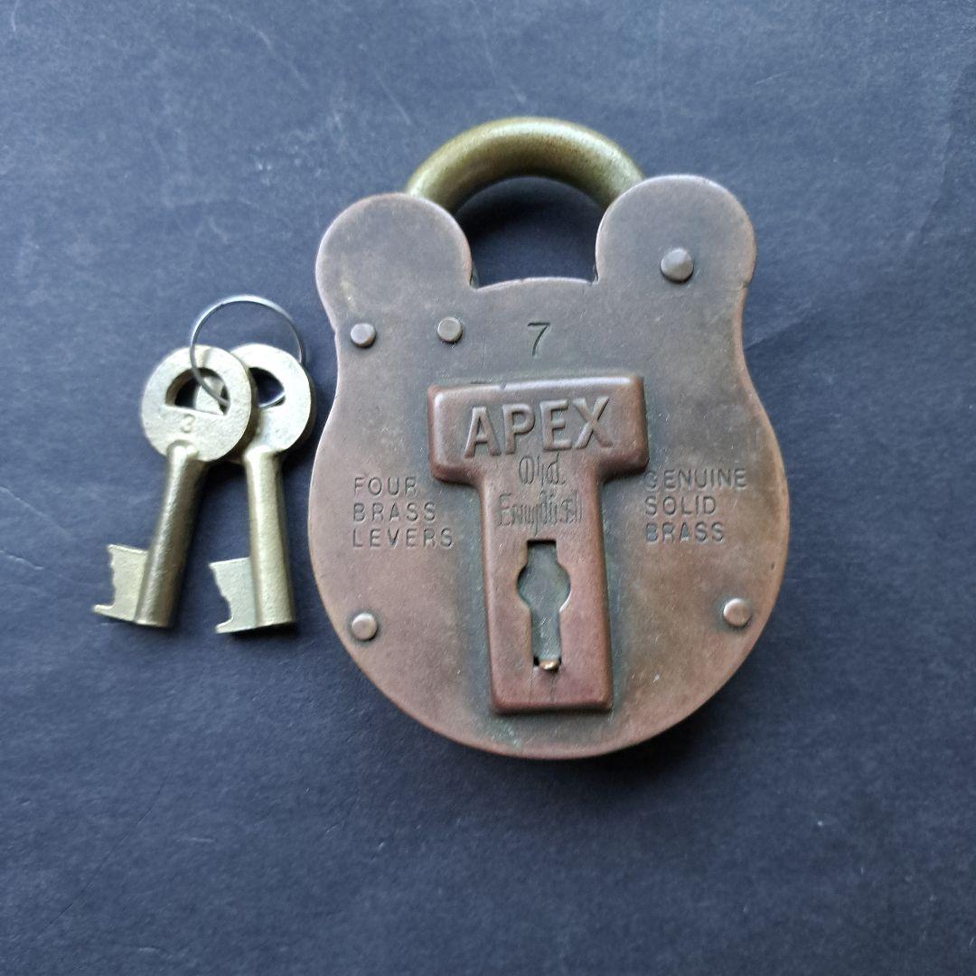 アンティーク パドロック 真鍮製 クマ型 南京錠 ヴィンテージ 錠前