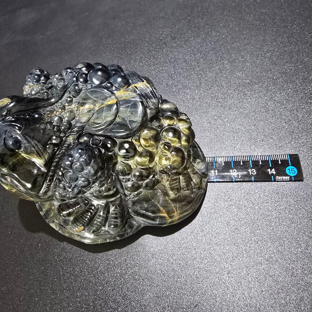 V4 青虎目石の三本足の蛙 ブルータイガーアイ 銭蛙 珍品