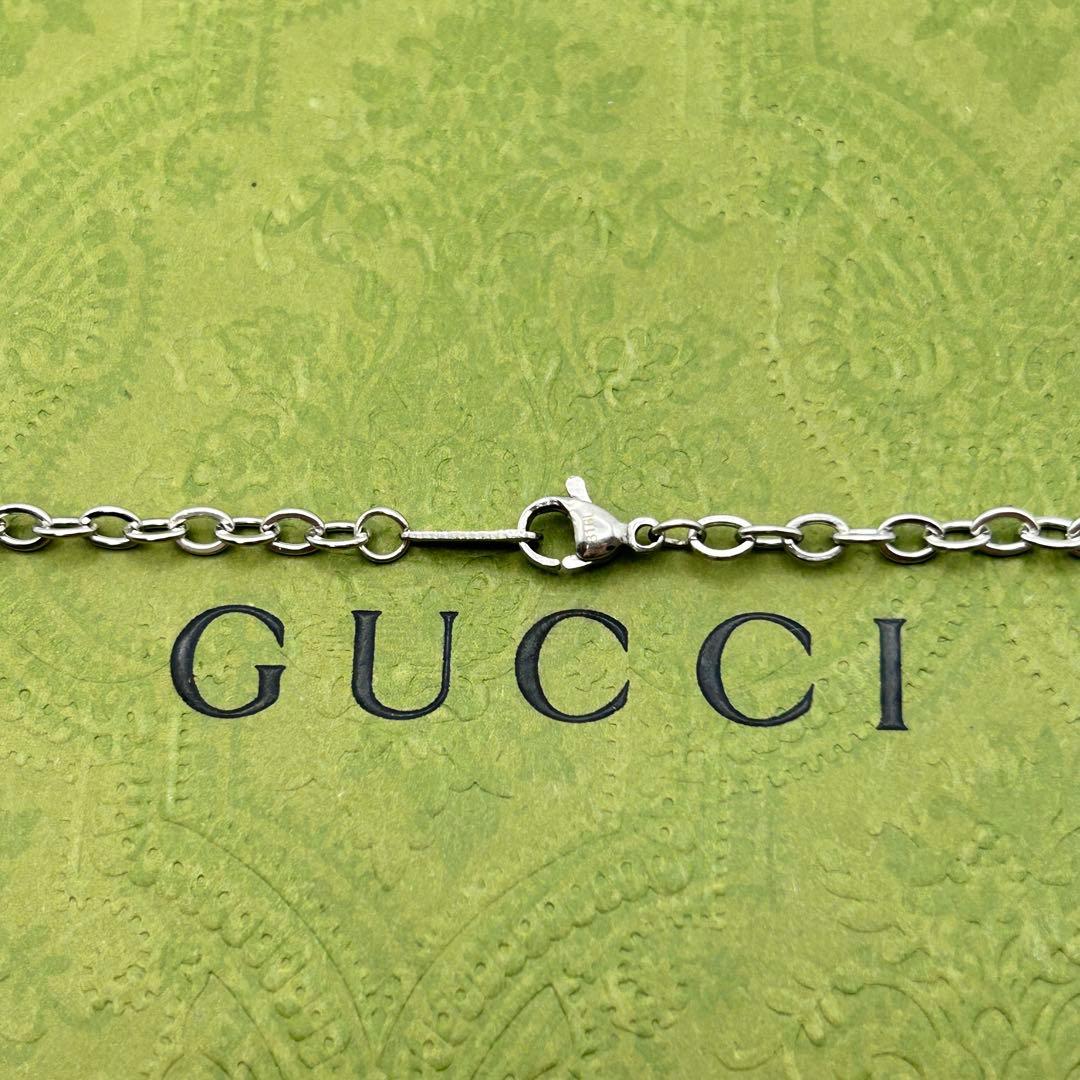 美品 グッチ インターロッキングG アラベスク ネックレス 燻し銀 社外