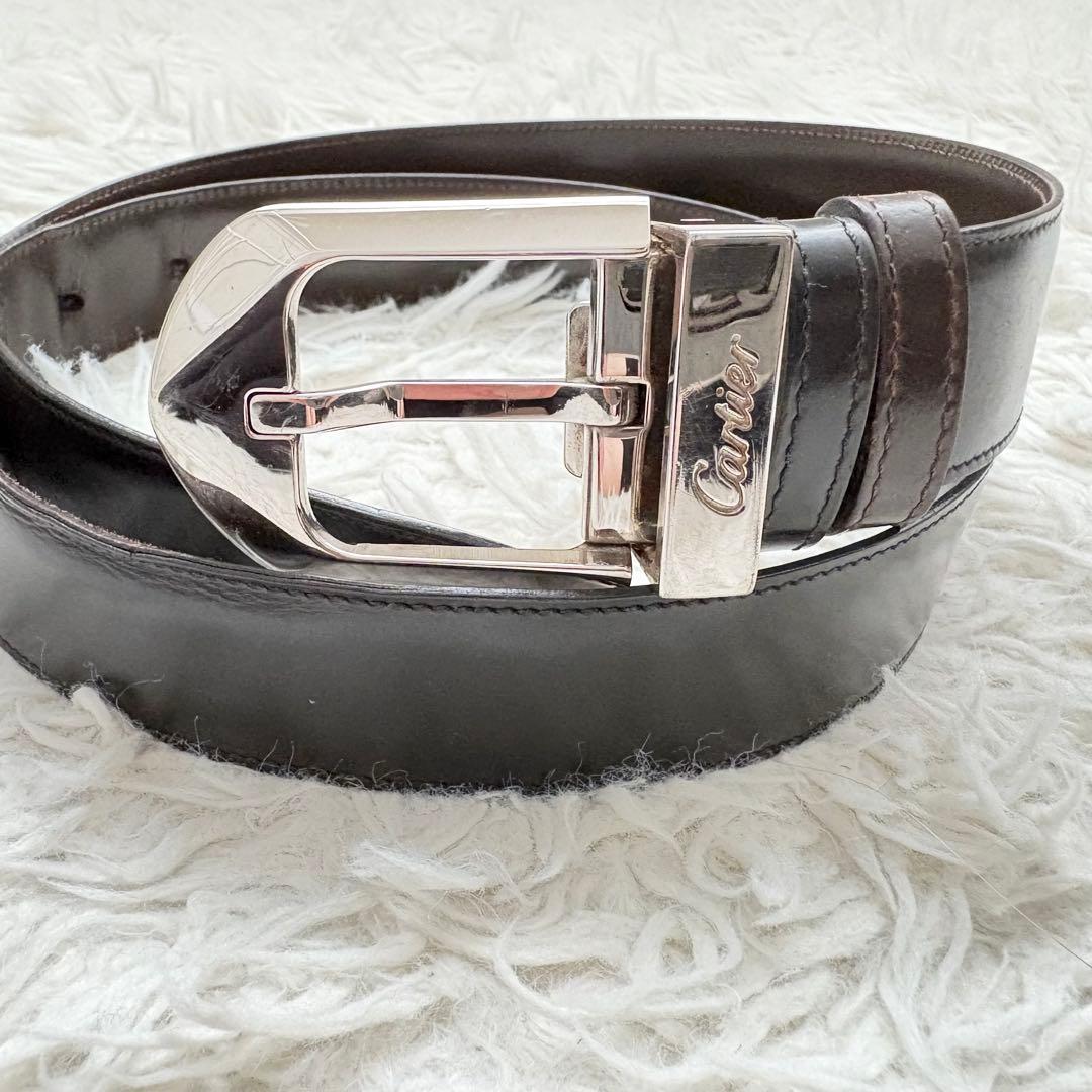 良品　カルティエ　リバーシブルベルト　アルディロン　男女兼用　シルバー金具