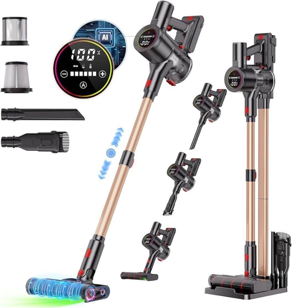 掃除機 コードレス　80Kpa超強力吸引　AI吸引力自動制御＆超広角LEDライト