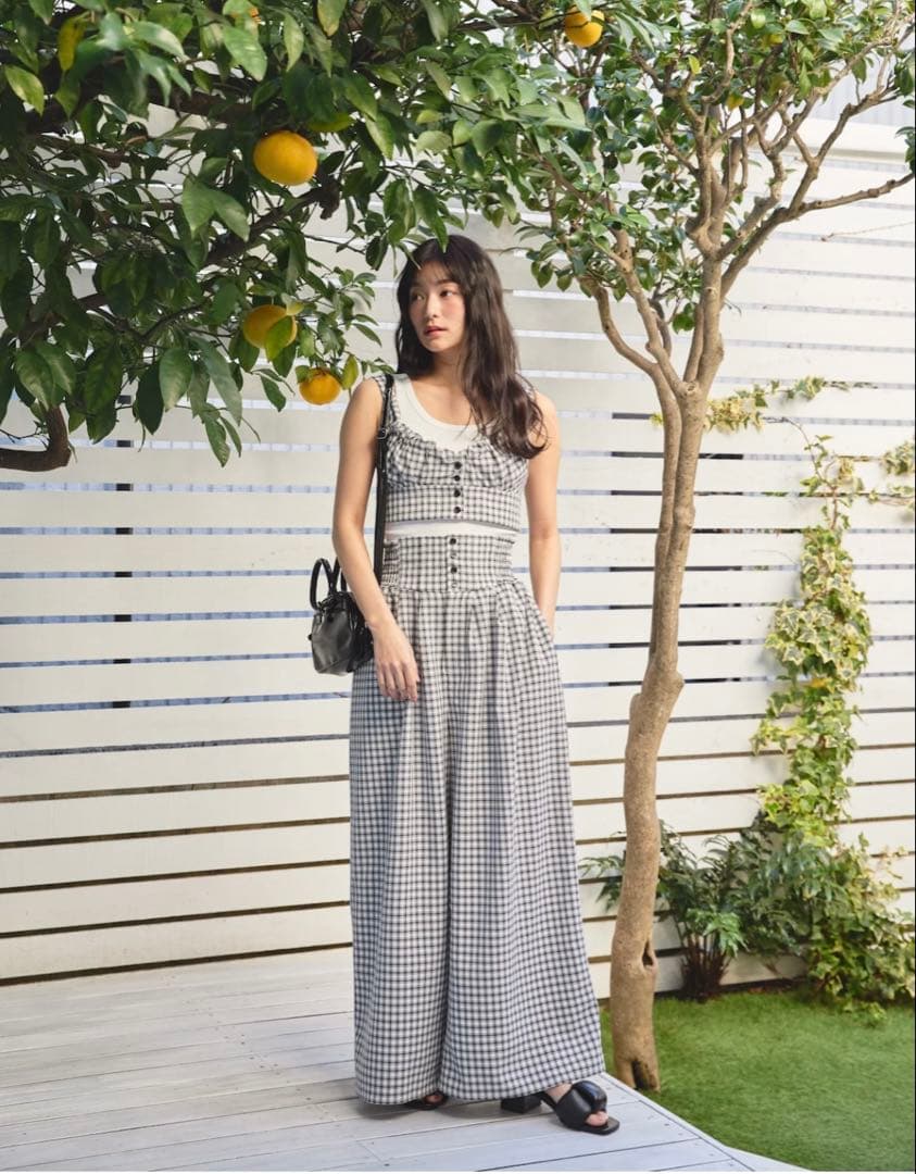 トップス LAVANDA Soccer check bustier tops