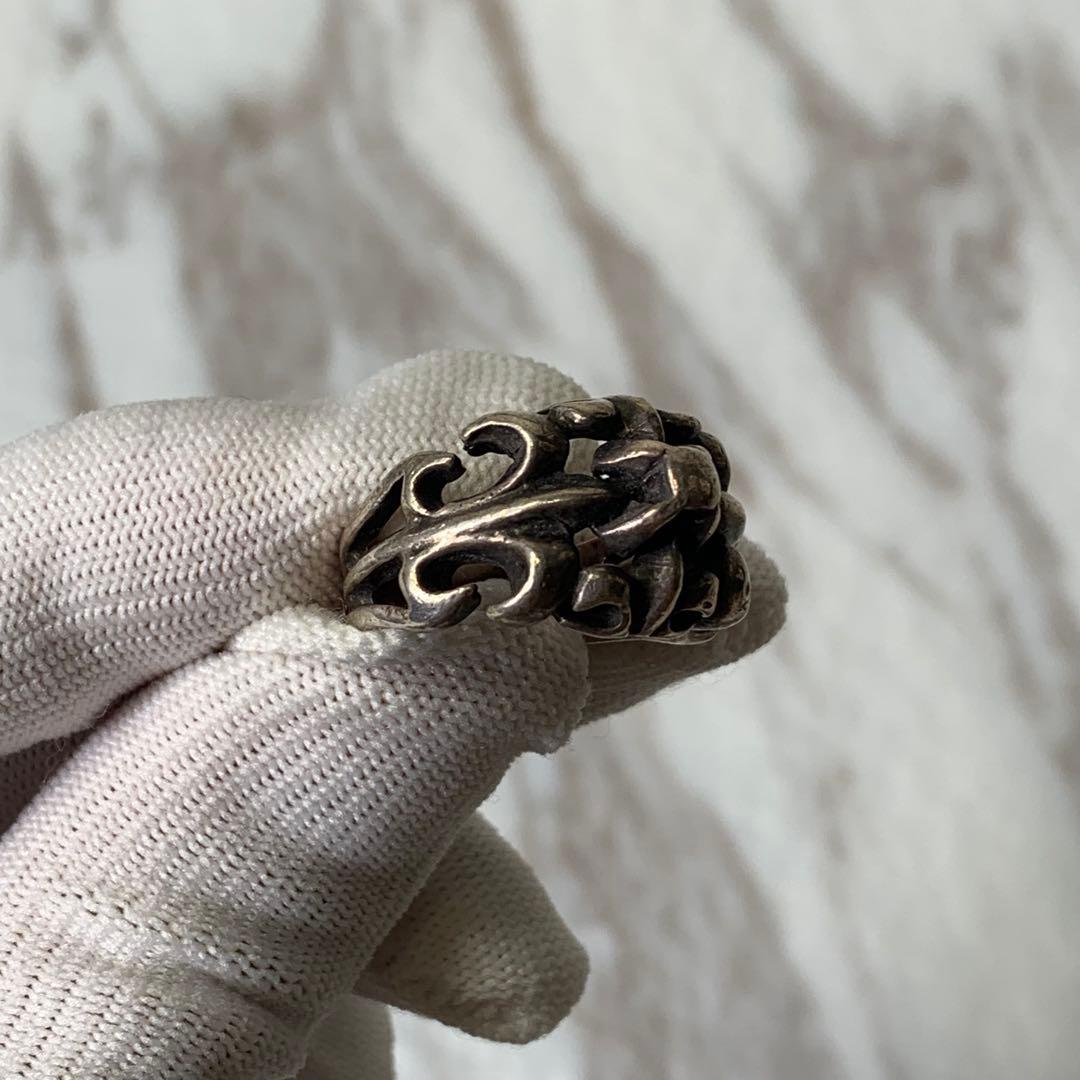 90s A&G フレアリング シルバー925 刻印 クロス 存在感 指輪 17号｜