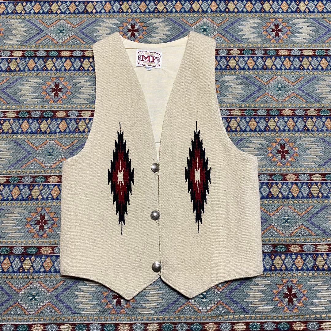 k*i様 80s メキシコ製MF チマヨベスト　オルテガ柄　ウール　M
