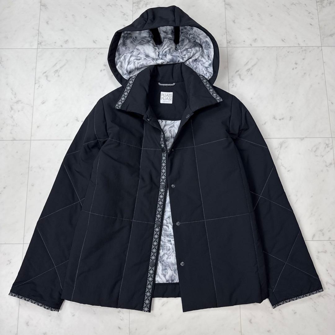 希少 プリーツプリーズ 中綿ジャケット キルティング パンチング 黒 サイズ4