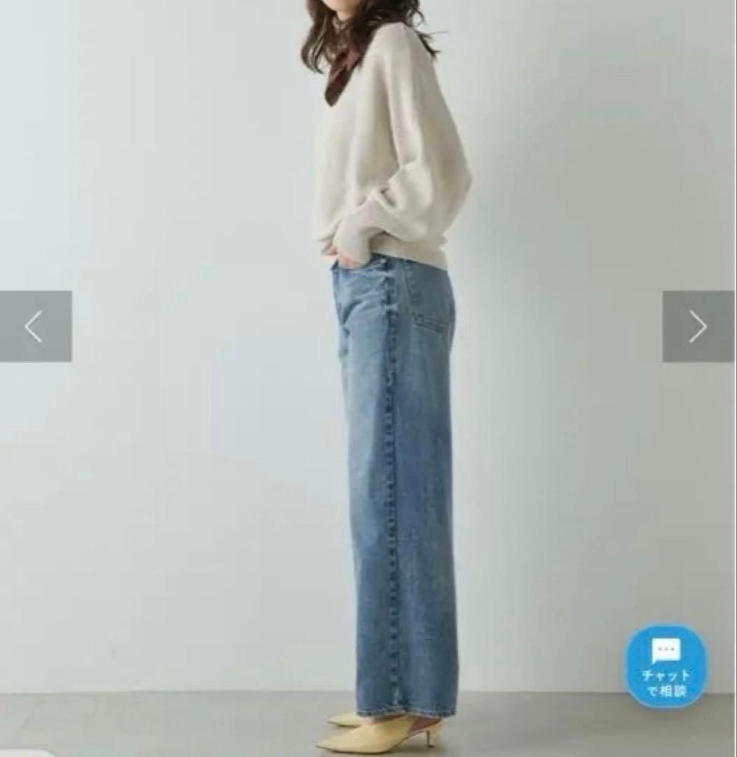 ウィムガゼット センタープレス ワイドデニム ブルー 38