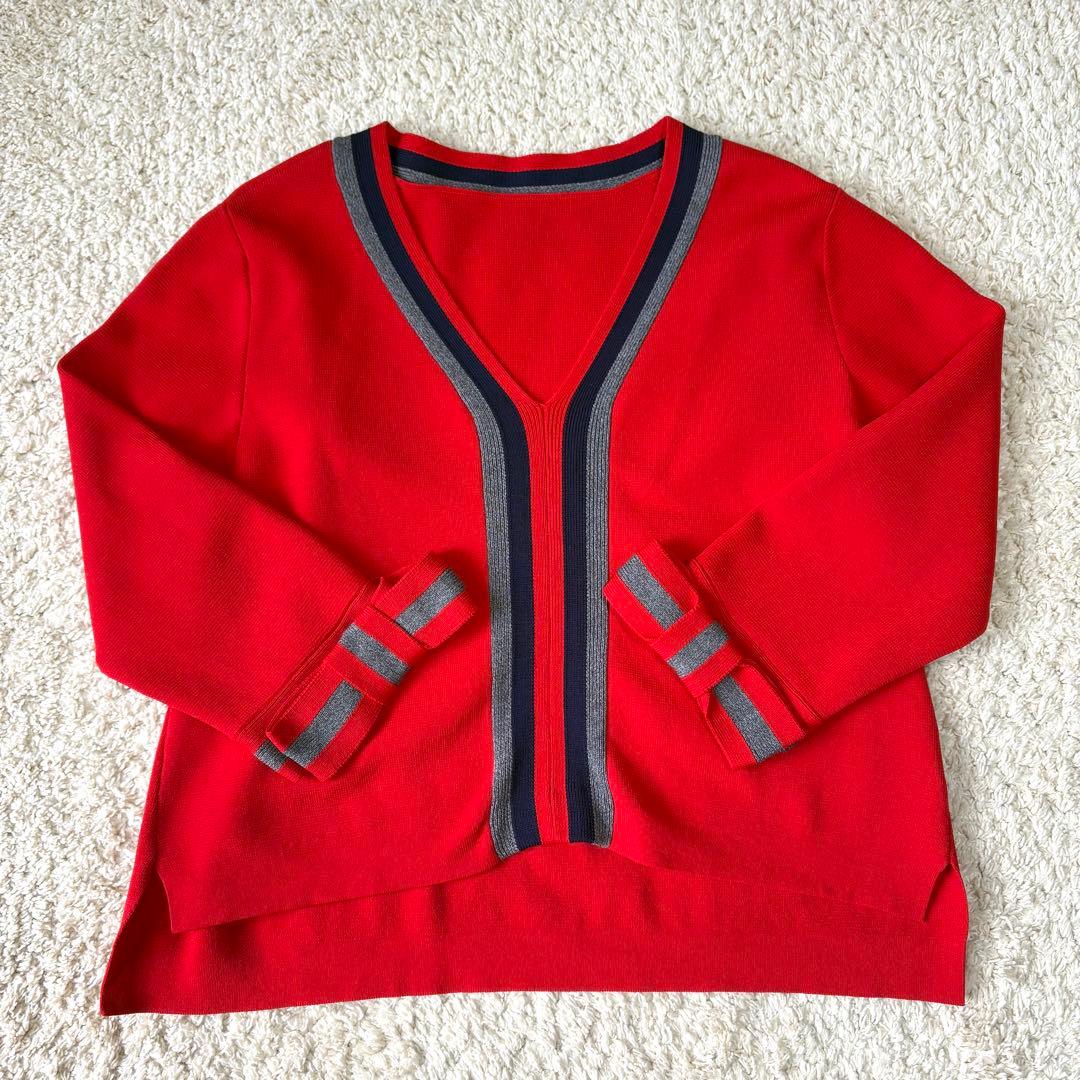 グレースコンチネンタル 配色ラインニットトップ 袖リボン 戸田恵梨香