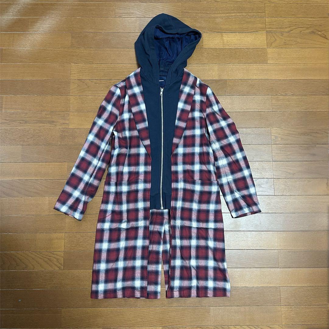 John UNDERCOVER チェック ロング フーディ ガウン コート