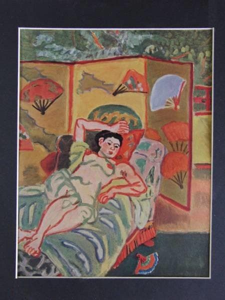 梅原龍三郎、【裸婦扇】、希少な大判額装用画集より、美品、日本人画家、新品額装付