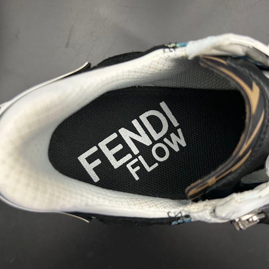 極美品】フェンディ FLOW スニーカー サイドジップ ズッカ メンズ 青