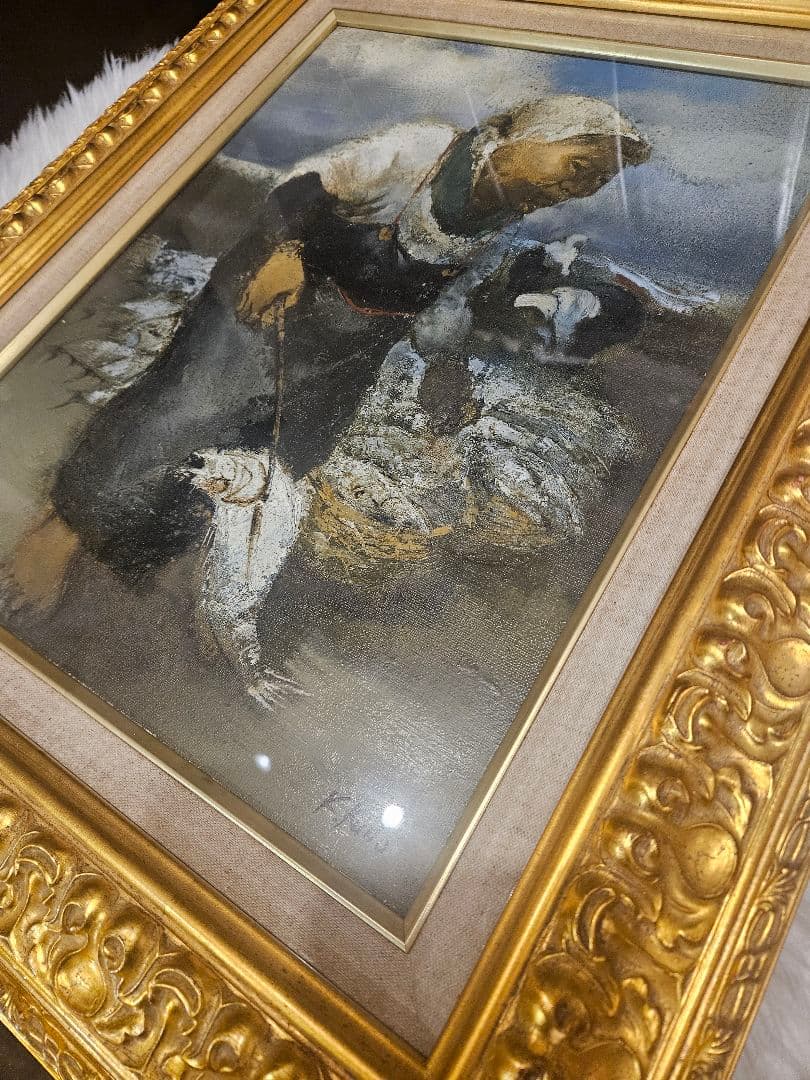 工藤和男「漁港 魚をひっかける」油彩 6号 一枚の絵取扱作代表画題最高