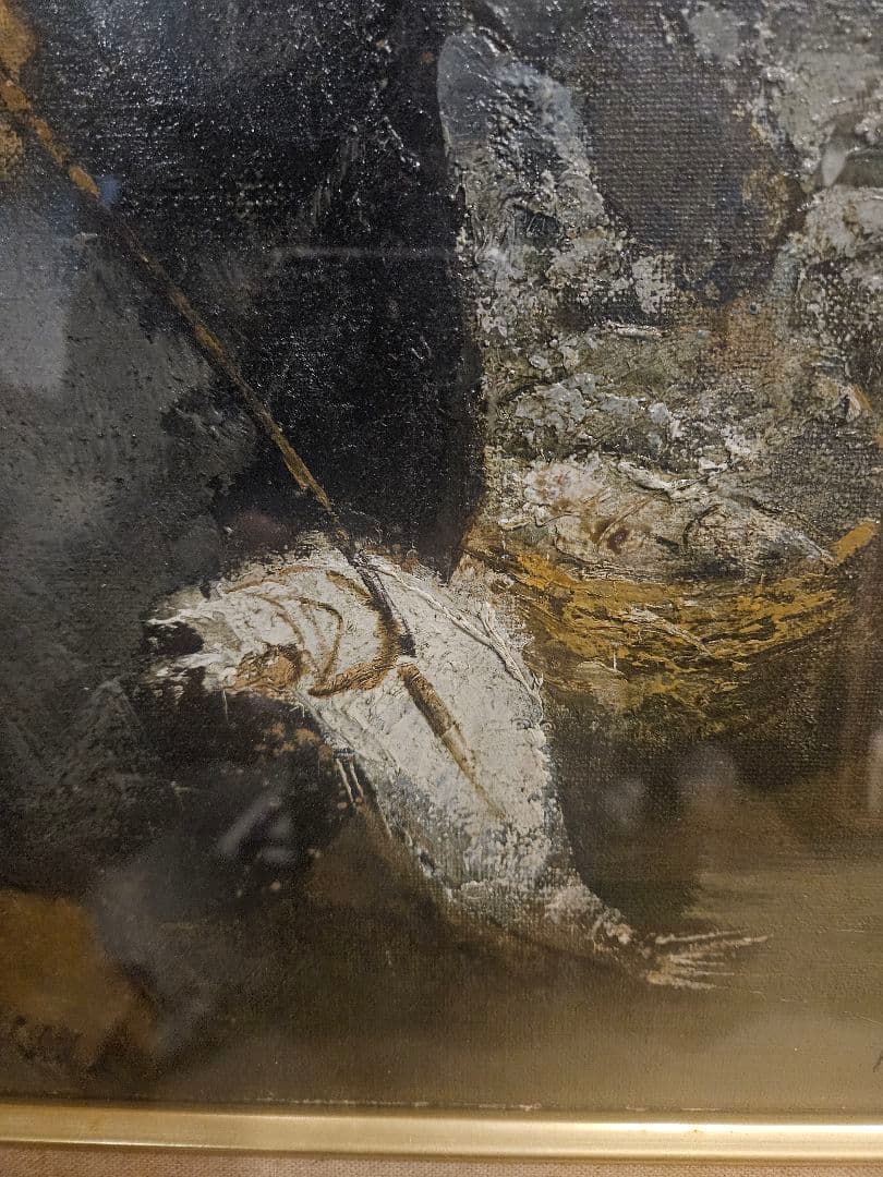 工藤和男「漁港 魚をひっかける」油彩 6号 一枚の絵取扱作代表画題最高