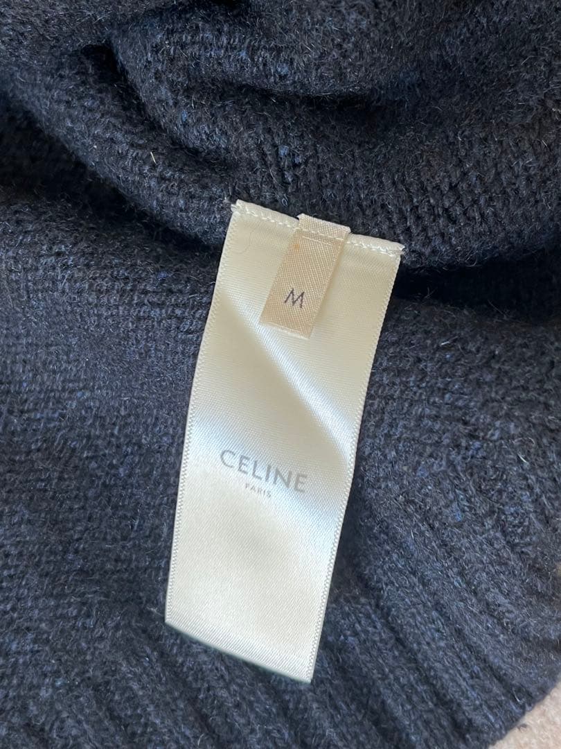 CELINE セリーヌ カシミヤニット ネイビーM ※補修箇所あり エディ