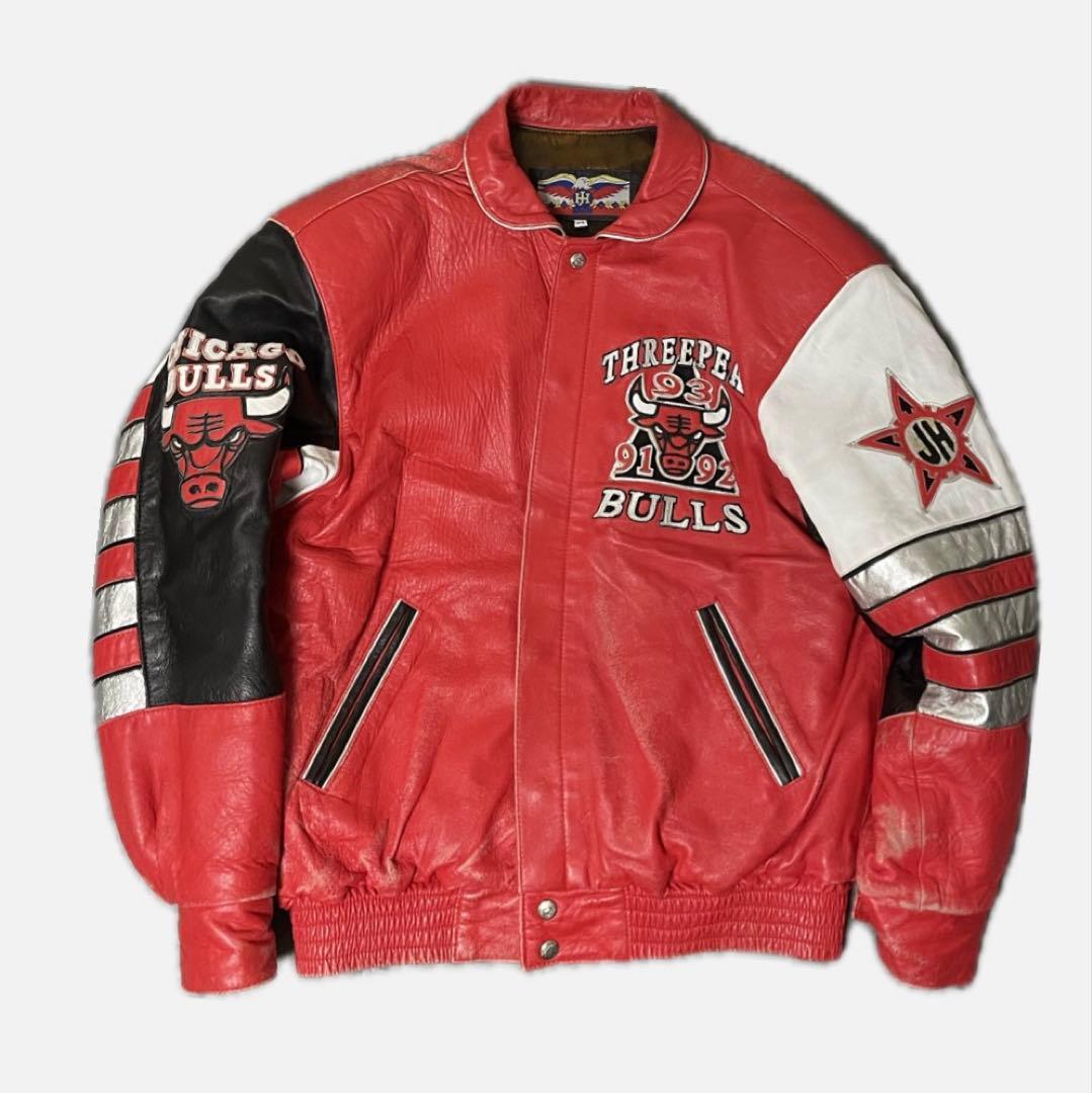 ジェフハミルトン シカゴブルズ 3連覇記念レザージャケット 革ジャン