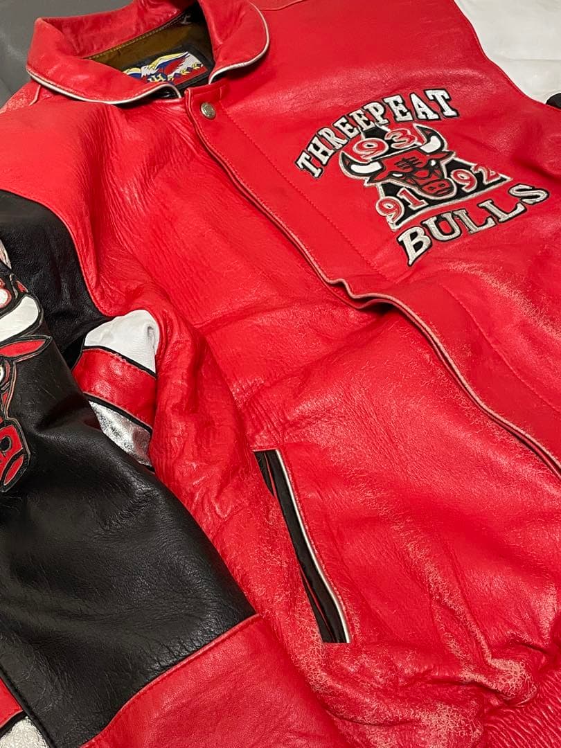 ジェフハミルトン シカゴブルズ 3連覇記念レザージャケット 革ジャン
