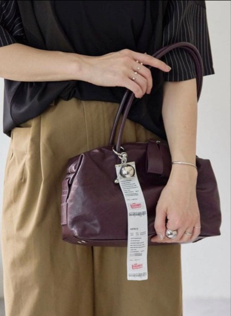 ロングハンドルボストンバッグ　イアパピヨネ　ボルドー