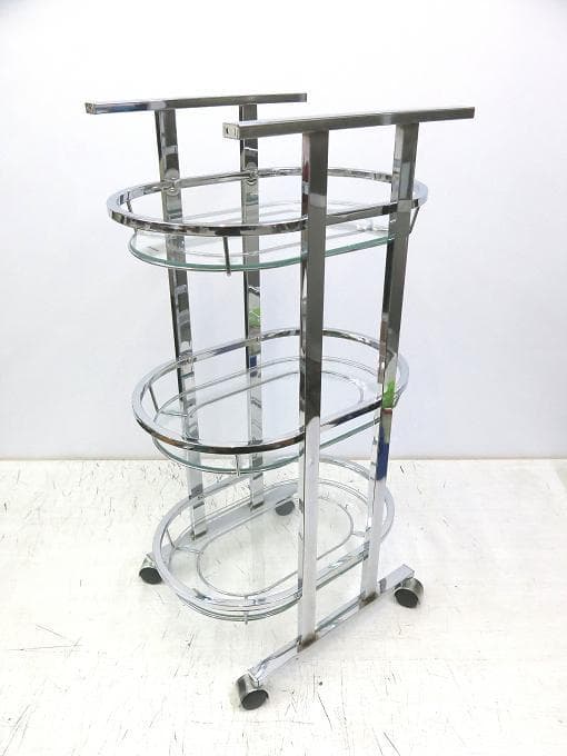 ガラスワゴン☆キャスター付き☆ステンレス キッチンラック