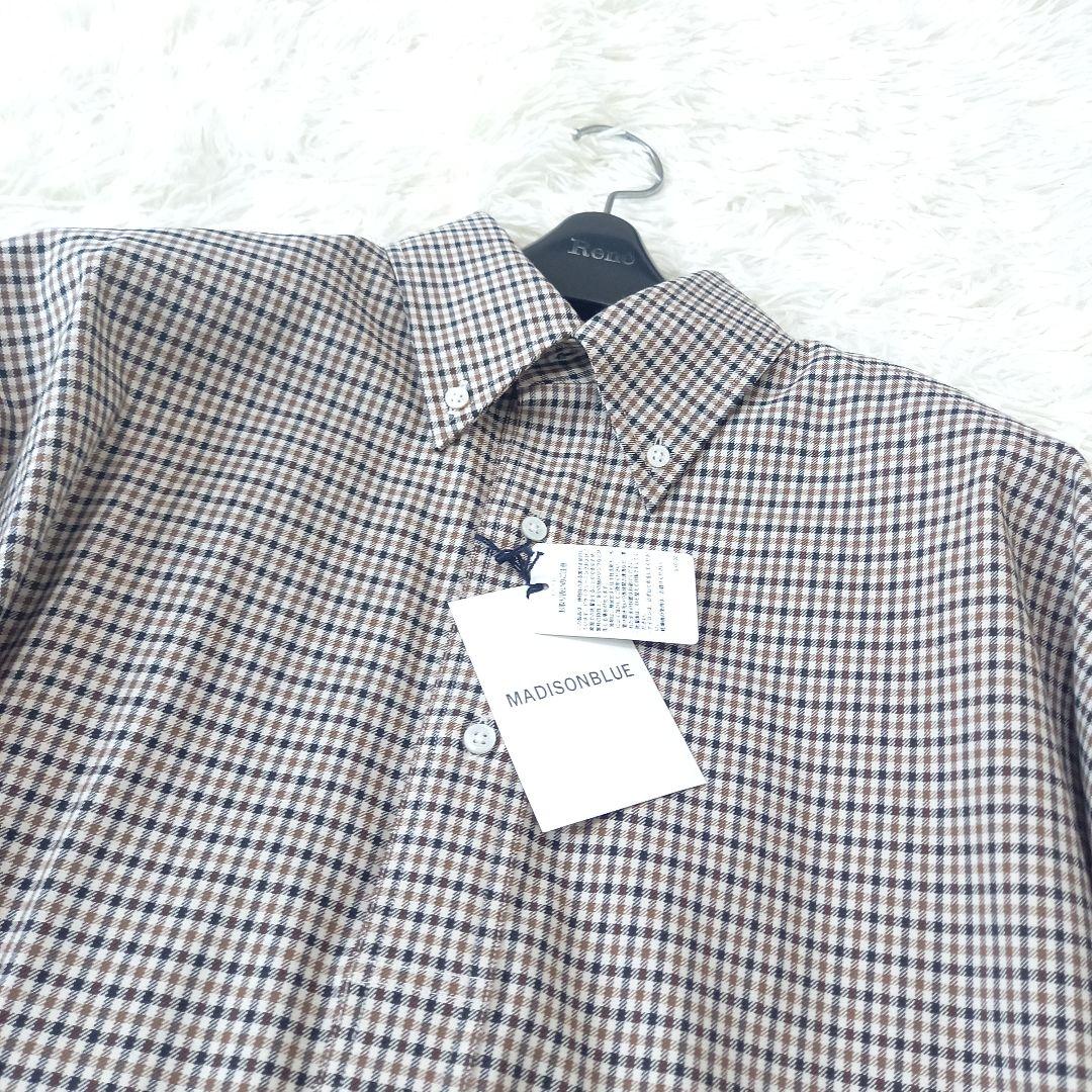 マディソンブルー クラブチェック 千鳥格子 刺繍 ボタンダウン シャツ